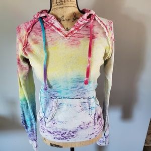 Womans comfy rainbow colored burnout hoodie size S